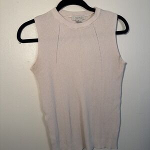 Astrid Made in Italy Cream Color Ribbed Knit Sleeveless Top Women's Medium